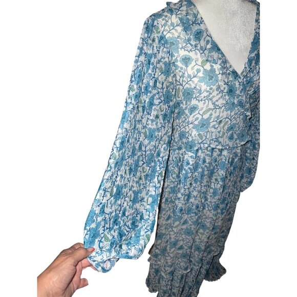 TopShop Women's V-Neck Pleated Assymetrical Hemline Maxi Dress Size 12 - Picture 3 of 16